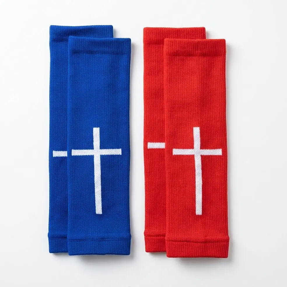 Kids Soccer Shin Guard Sleeves Youth Compression Calf Sleeves with Cross Pattern Shin Guard Holders Leg Support for Boys Girls Toddler Teens Team Sports Football Gear Footless Soccer Socks Athletic Protective Gear Christian Athlete Gift Soccer Accessories