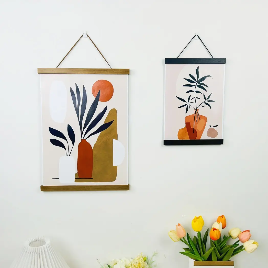 Wooden Magnetic Creative Multifunctional Picture Clip, Ins-style Picture Scroll, Poster Clip, Magnetic Hanging Scroll, Calligraphy Picture Frame for Wall Hanging