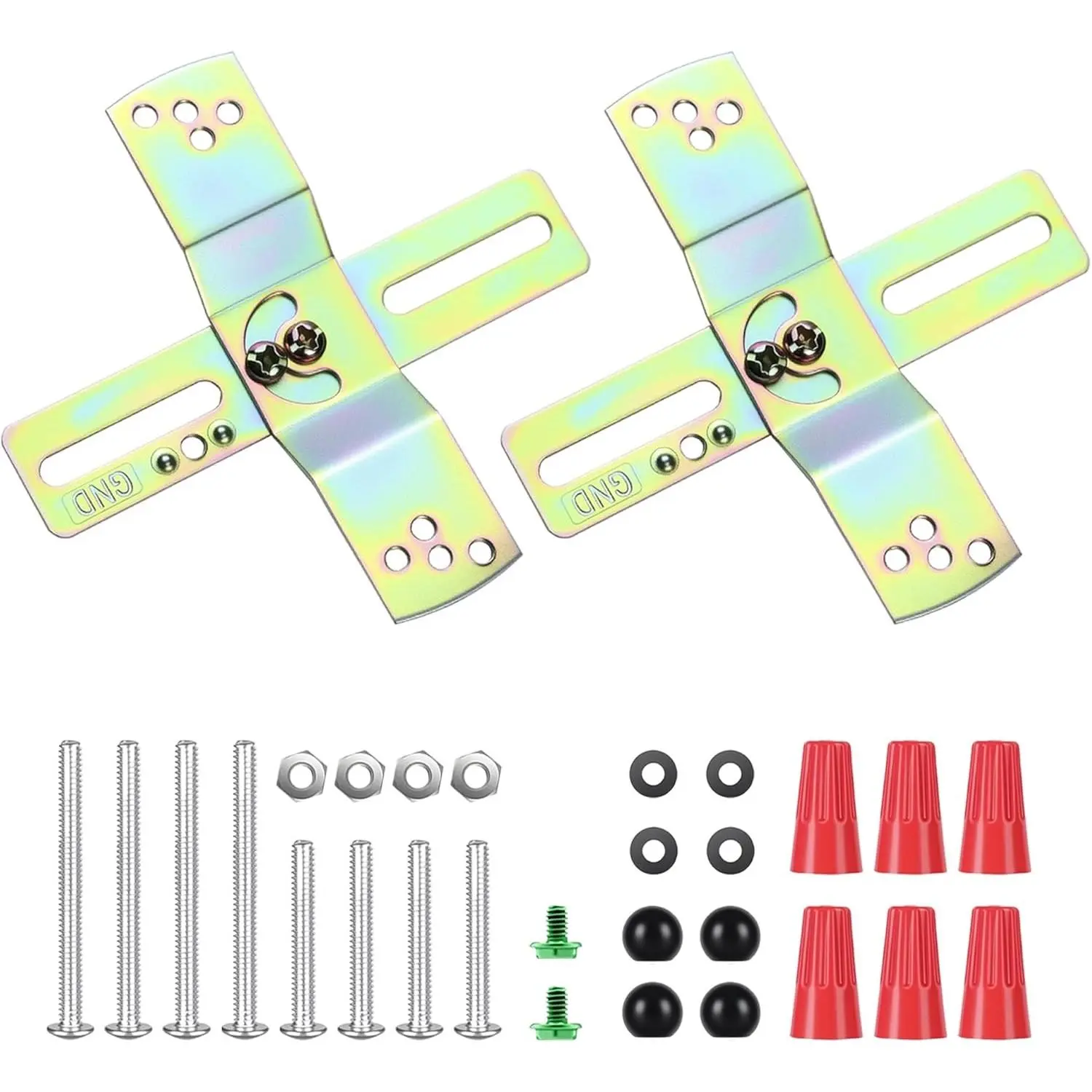 Light Fixture Mounting Brackets, Adjustable Mounting Plates for 4" J-Box, Light Crossbar Set with Screw and Nuts for Wall Light, Close to Ceiling Light, Chandelier, Pendant, 2 Pack (Black)
