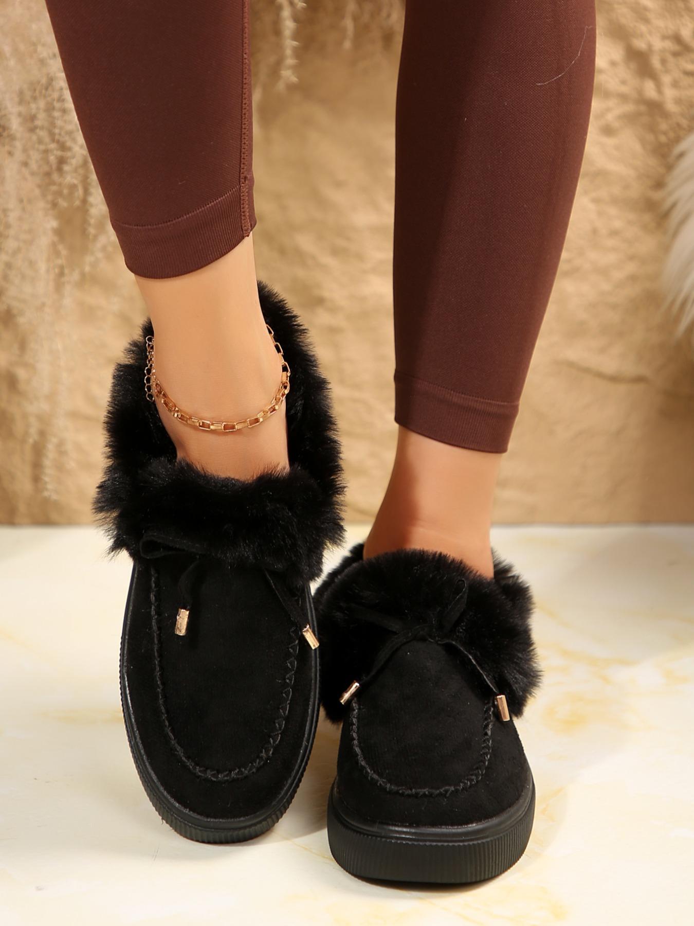 Women's Fashionable Warm Ankle Boots, Size 36-43, Casual Round Toe Thick Sole Shoes, Comfortable Winter Footwear for Women