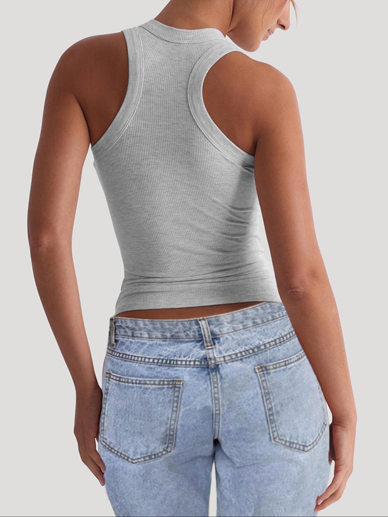 Women's Casual Slim-Fit Plain Sleeveless Tank Top, Summer Lightweight Fabric Ribbed Knit Vest, Versatile Layering Piece
