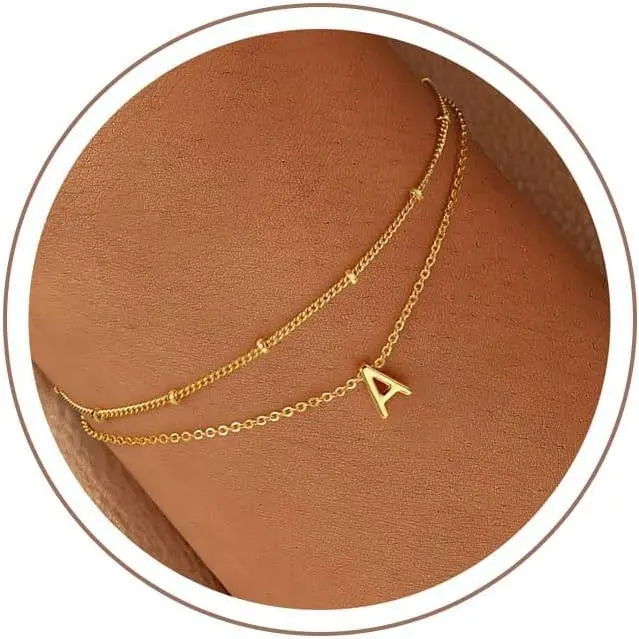 Initial Bracelets for Mom Women, Dainty 18K Real  Plated Layered Letter A-Z Initial Bracelets Personalized 26 Alphabet Monogram  Bracelets for Women Birthday  Gifts Trendy