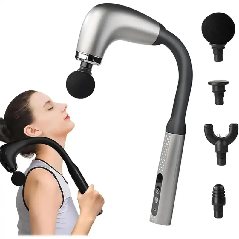 Deep Tissue Pain Relief Handheld Massage Gun with 9 Intensity Modes, 4 Interchangeable Heads, Quiet Brushless Motor & Extended Handle Rechargeable Body Massager for Back, Neck, Shoulders, Legs & Everyday Relaxation Gift Idea Daily22STIRCRAZY