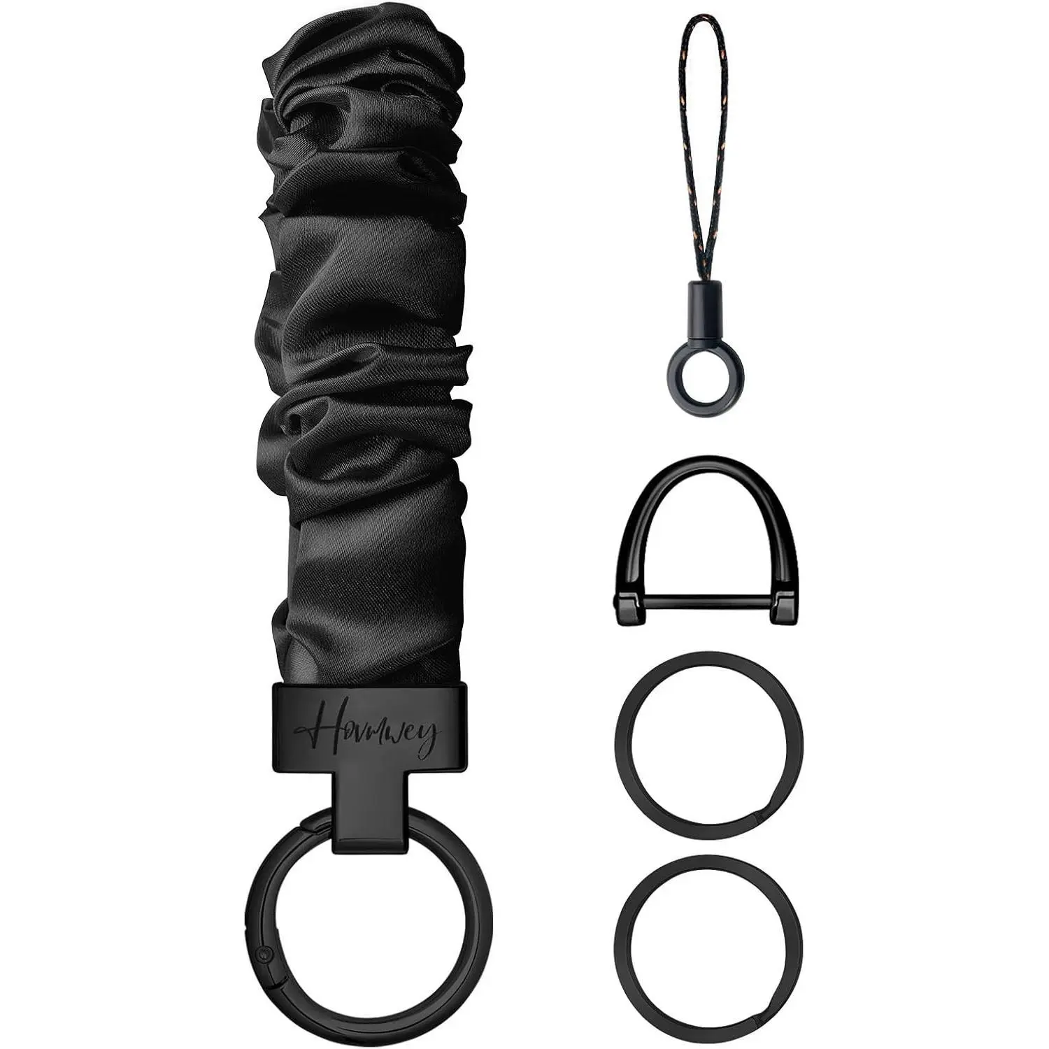 Hovmwey Stretchy Scrunchie Keychain Wristlet, Cute Key Chain Wrist Lanyard Strap for Women Men Car Keys ID Badges Wallet