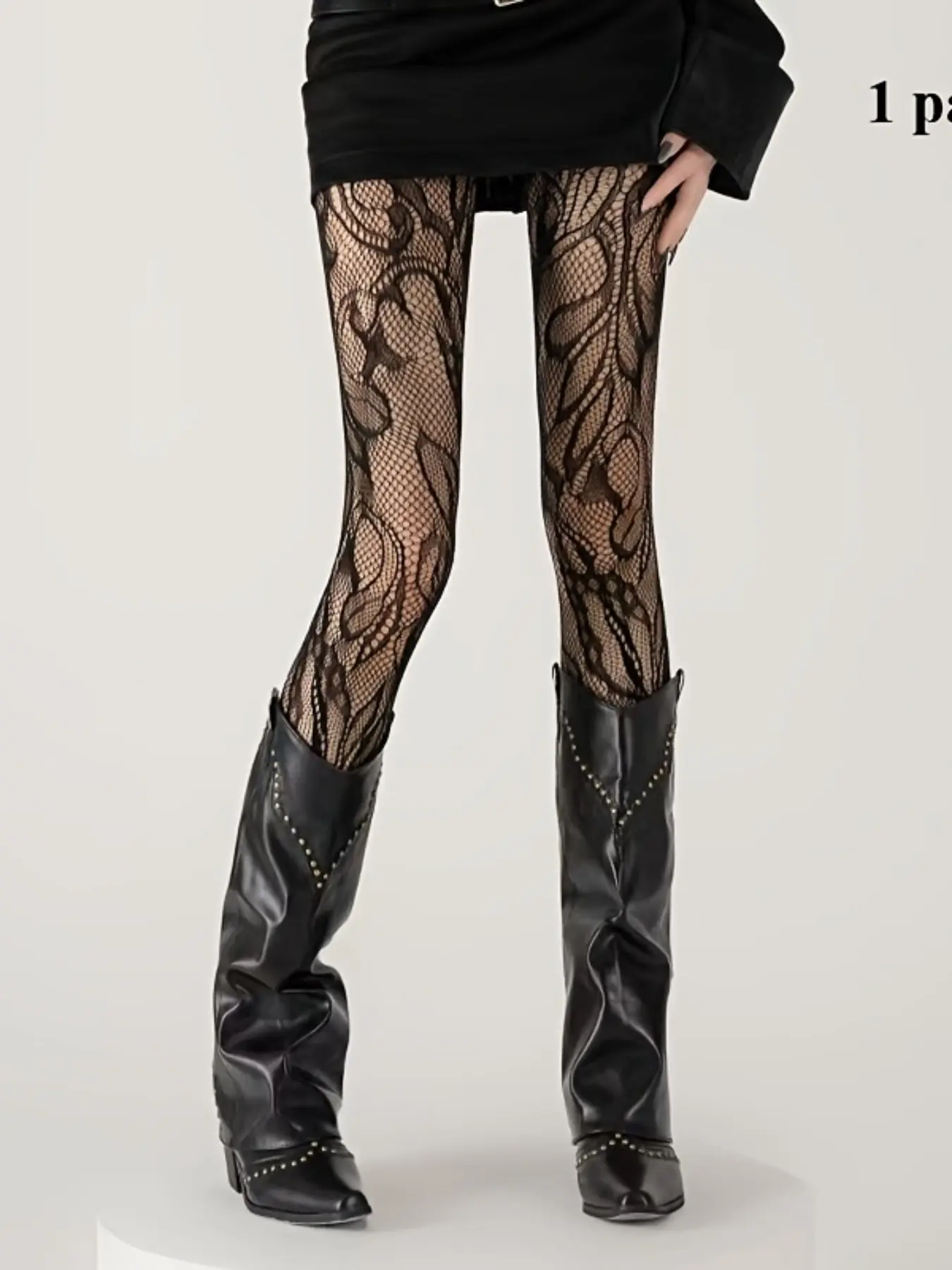 Vintage Lace Fishnet Socks with Irregular Jacquard Pattern, Essential Y2K Fashion Item, Unique Streetwear for Daily Style