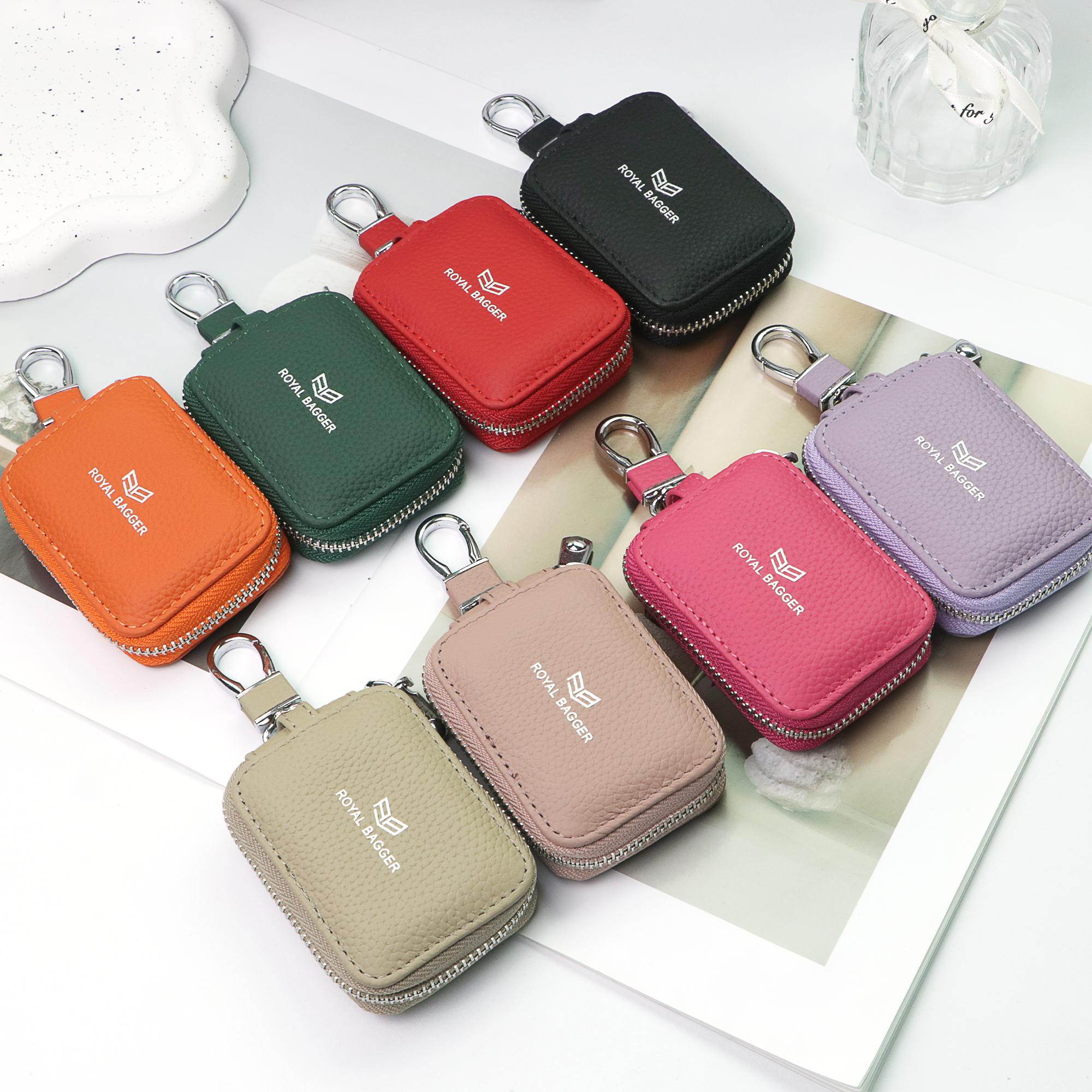 Royal Bagger Mini Earphone Bag Genuine Leather Zipper Key Wallet with Keychain, Portable Headphone Case for Men & Women 3901 Royal Bagger Mini Earphone Bag Genuine Leather Zipper Key Wallet with Keychain, Portable Headphone Case for Men & Women 3901