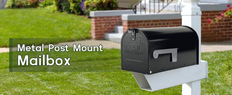 Galvanized Steel Post-Mount Mailbox 20"x8.7"x6.7" - Weatherproof Outdoor Lockable Mailbox with Anti-Rust Coating, Medium Capacity/Apartment Security Organiser Racks