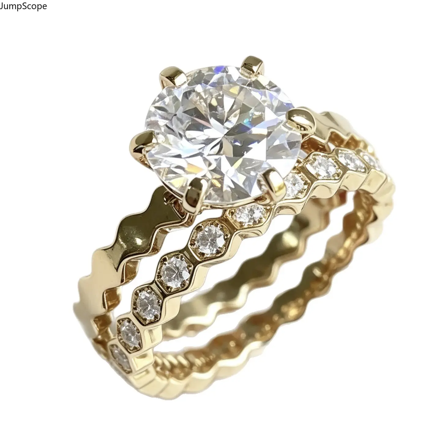 Hexagon Honeycomb Solitaire Stackable Ring Kit, Ideal For Everyday Layering Styling, Proposal Occasions, Anniversary Gifting & Subtle Romantic Meaningful Sentimental Gifts for Her