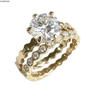 Hexagon Honeycomb Solitaire Stackable Ring Kit, Ideal For Everyday Layering Styling, Proposal Occasions, Anniversary Gifting & Subtle Romantic Meaningful Sentimental Gifts for Her
