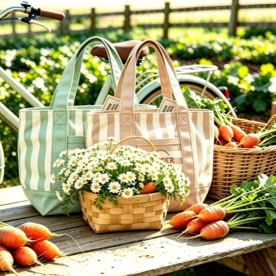 2026 New Women's Floral Bag - Stylish & Spacious Beach Bag,New Style Striped Tote Bag, Perfect For Summer Vacations, Shopping & Casual Outings,Lightweight & Chic Beach Purse For Women, Ideal For Travel, Market Runs & Sunny Day Adventures