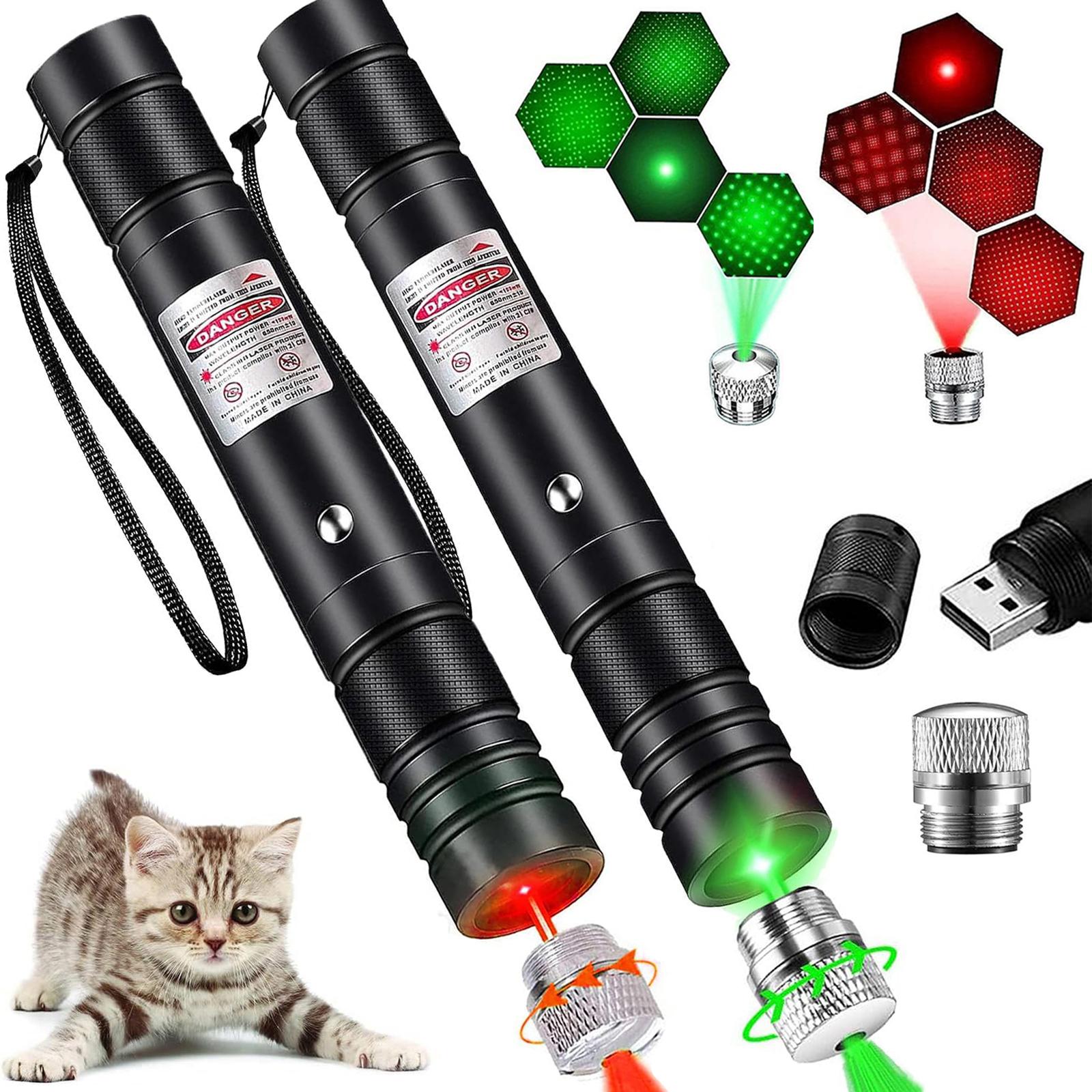 USB Rechargeable Pet Laser Toy, Low Power Safe Design, Interactive Wall Projection, Indoor Outdoor Use, Includes & Lasers, Laser Pointer 2 pack