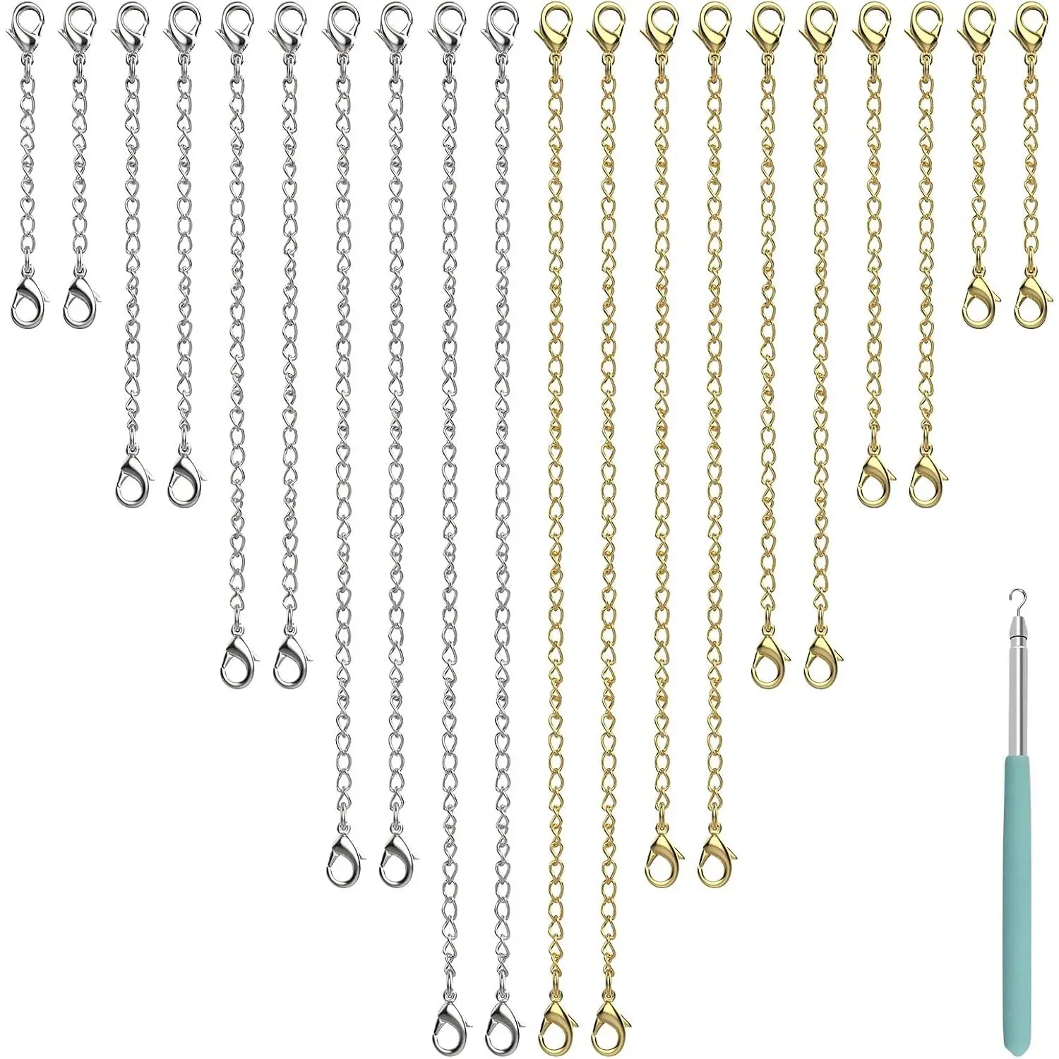Necklace Extenders Chain, Stainless Steel Lobster  Necklace Chain | Bracelets Extender Extension Clasp Link for DIY  Necklace Bracelet Anklet Making, 2, 3, 4, 5, 6", 10 , 10