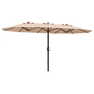 13FT Double-Sided Rectangular Patio Umbrella – Heavy Duty Waterproof & Windproof Market Parasol – Large Commercial Outdoor Sunshade – Crank Handle – Garden, Deck, Poolside – No Base Included