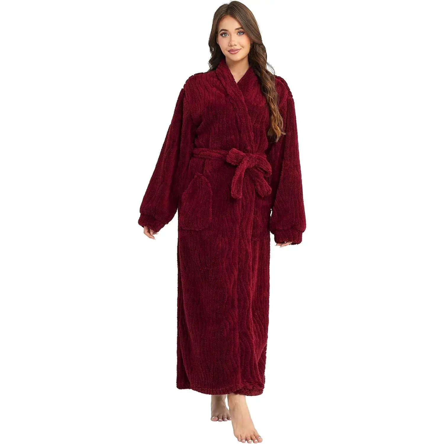 Long Bath Robe for Womens Plush Soft Fleece Bathrobes Nightgown Ladies Pajamas Sleepwear Housecoat