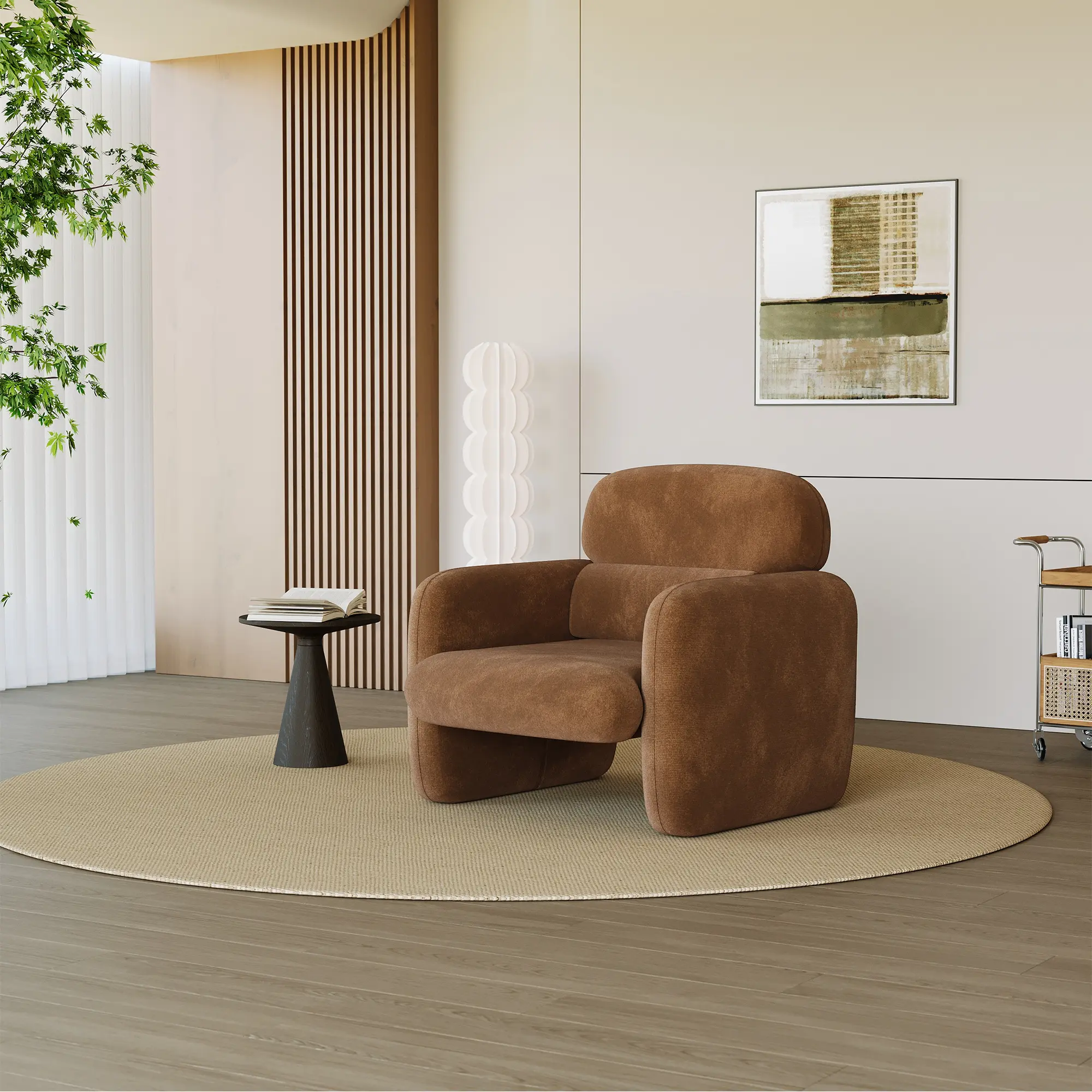 💺 Modern Chenille Accent Chair – Sturdy Wood Frame, Ergonomic Padded Design, 5-Minute Tool-Free Assembly for Living Room & Bedroom! ✨