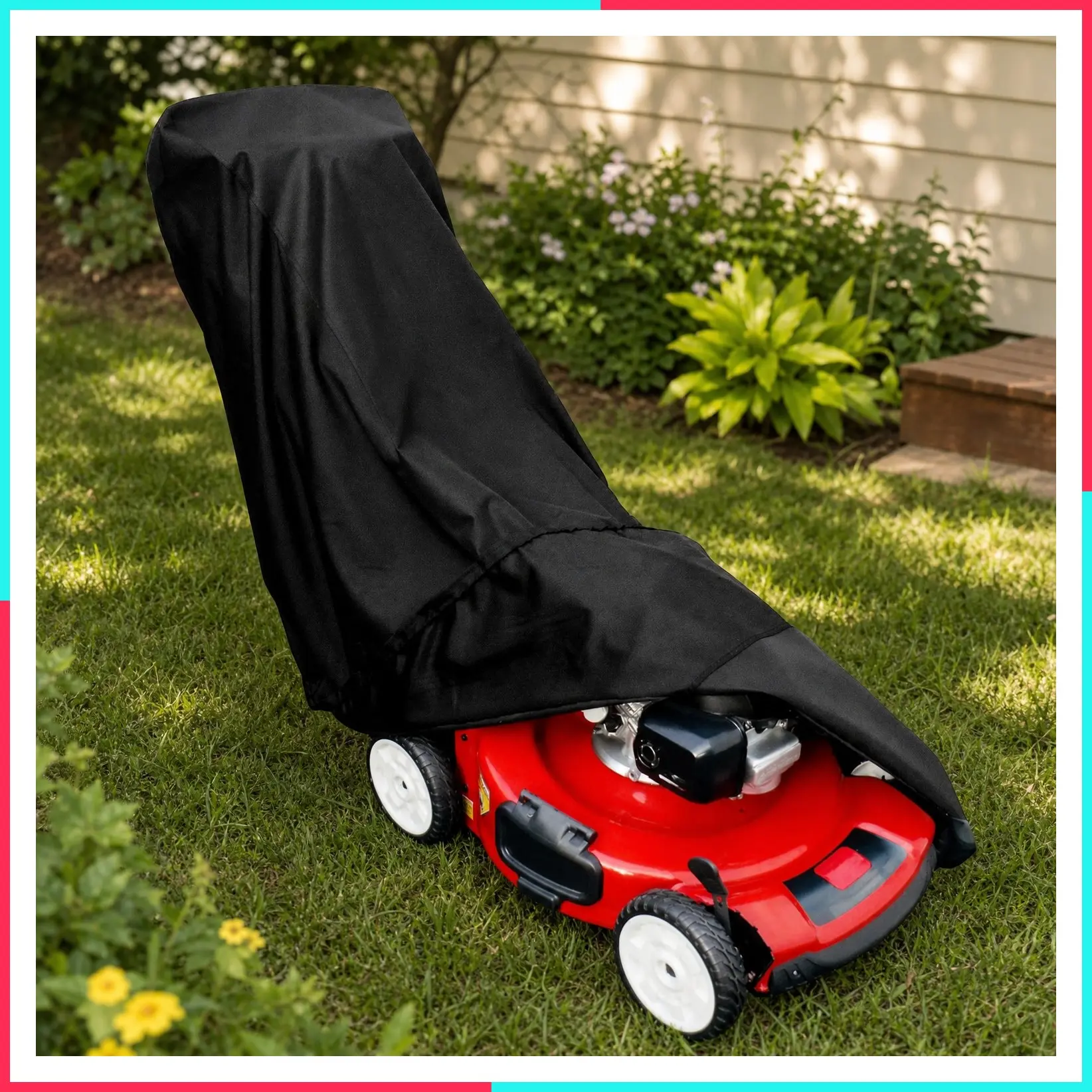 Waterproof Push Lawn Mower Cover, Heavy Duty 600D Oxford, UV Protection, Universal Fit with Drawstring & Storage Bag, 74"L x 25"W x 39"H, Black