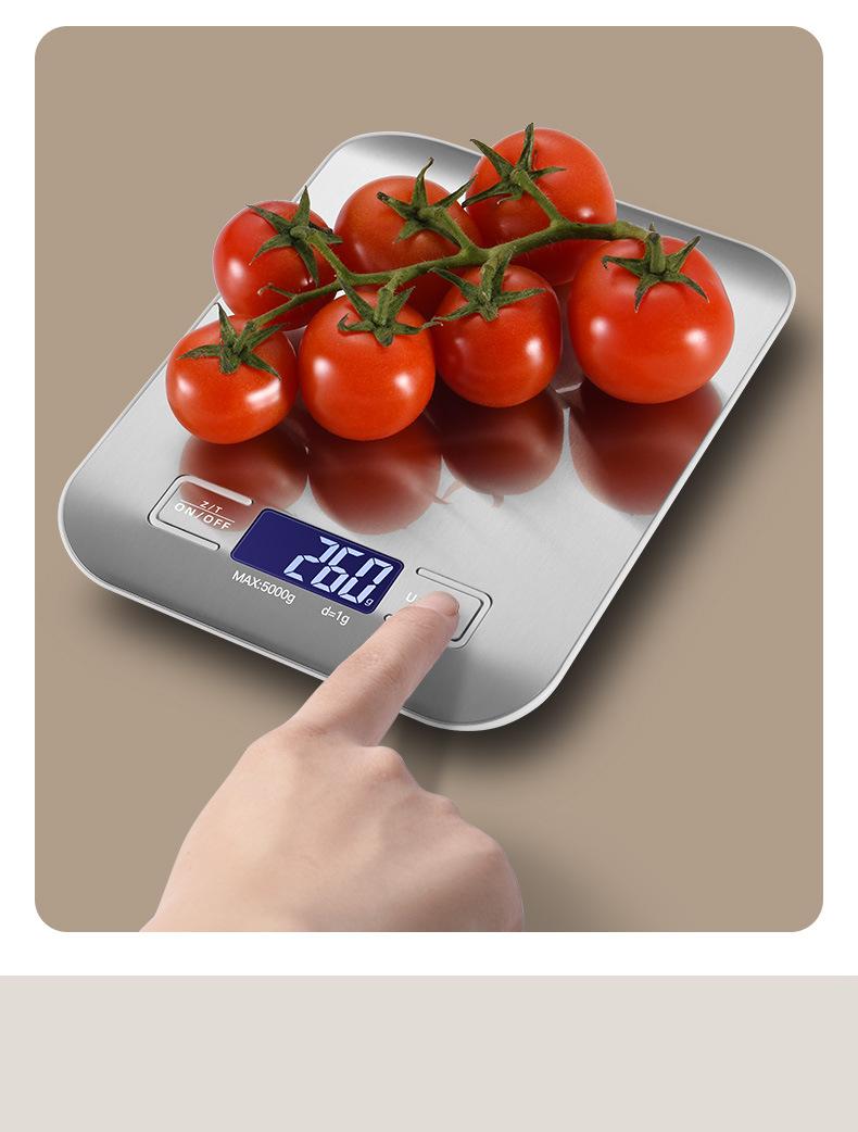 5kg/1g Multifunction Electric Digital Kitchen Food Scale LCD Display, High Precise Waterproff Measuring Scale Stainless Steel