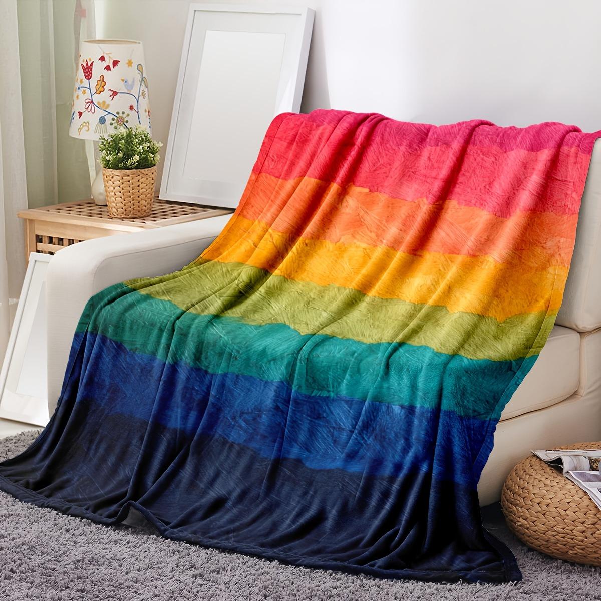 1pc Ultra-Soft Flannel Rainbow Throw Blanket - Vibrant Gradient Color Design, All-Season Lightweight & Machine Washable, Contemporary Home Decor for Bed, Couch, Christmas Gift, Cozy Living Accessory, Bold Color Design, Soft Texture, Durable Fabric 1pc Ultra-Soft Flannel Rainbow Throw Blanket - Vibrant Gradient Color Design, All-Season Lightweight & Machine Washable, Contemporary Home Decor for Bed, Couch, Christmas Gift, Cozy Living Accessory, Bold Color Design, Soft Texture, Durable Fabric