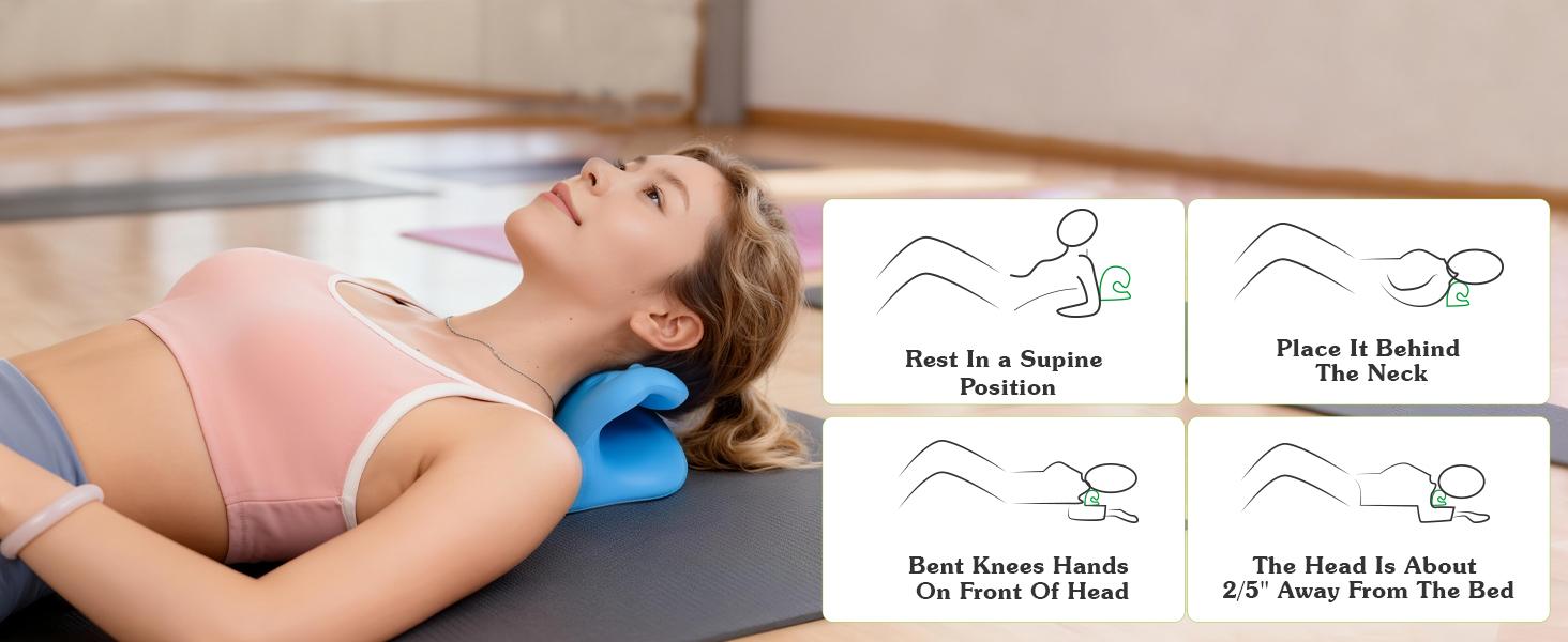 Neck Stretcher Cervical Traction Pillow with Acupressure, Neck and Shoulder Relaxer for TMJ Pain Relief, C-Arch Chiropractic Pillow, Spine and Neck Corrector