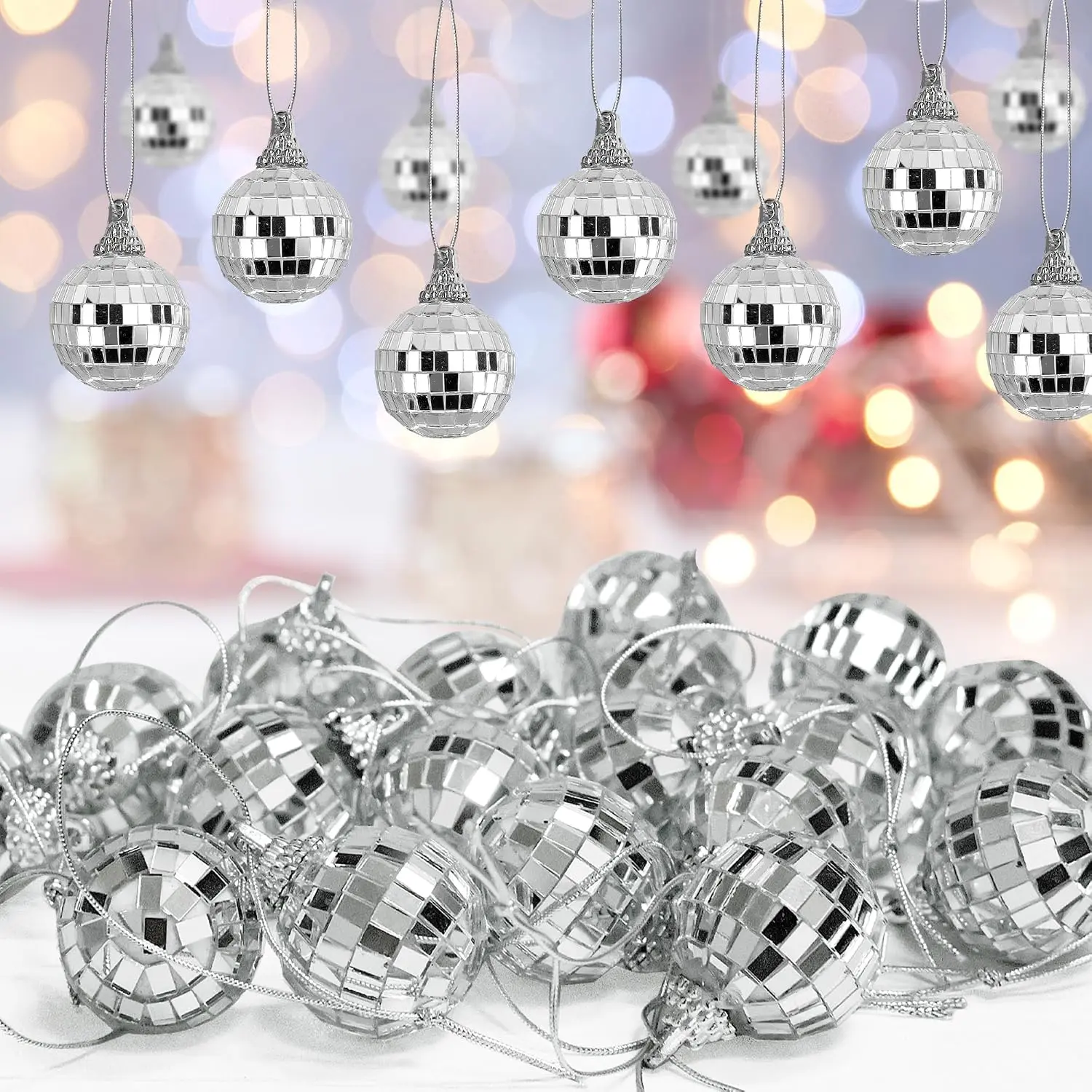 210 count 1.2 Inch Mirror Disco Balls Ornament Mardi Gras Mini Small Disco Ball  Decorations Reflective Ball for 70s Disco Themed Party Christmas Tree Birthday Wedding