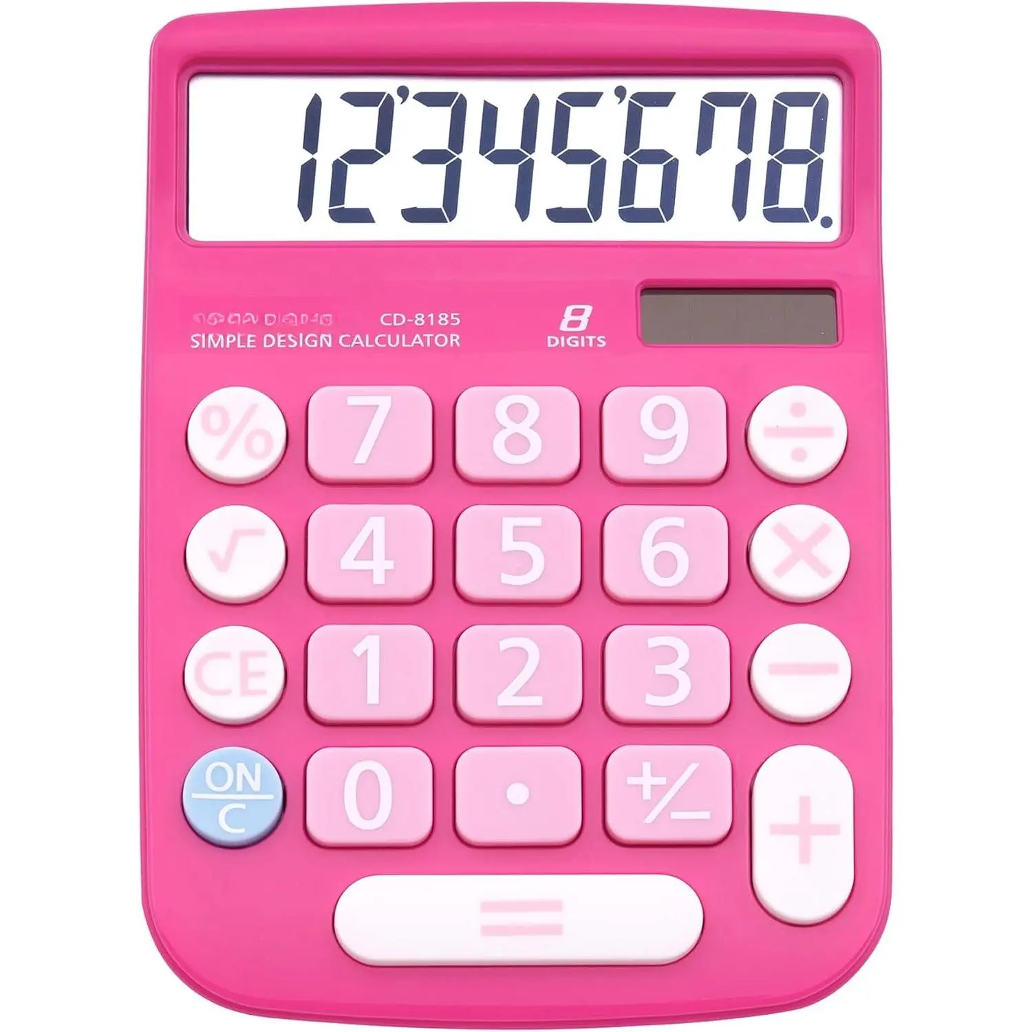Desktop Calculator 8 Digit with Solar Power and Easy to Read LCD Display, Big Buttons, for , Office, School, Class and Business, 4 Function Small  Calculators for Desk, CD-8185
