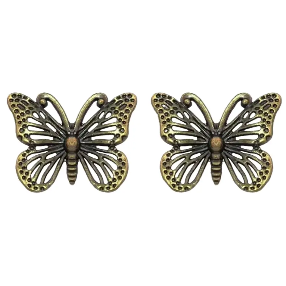 Set of 6 Vintage Hollow‑Out Butterfly Drawer Knobs, Antique Bronze Carved Cabinet Pull Handles for Dresser Drawer, Wardrobe & Furniture Decoration