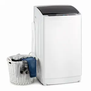 Winado 17.8LBS Portable Washing Machine, Full-Automatic Electric Laundry Machine with Stainless Steel Drum, Compact Washer and Spin Dryer Combo with Drain Pump for Apartment, Dorm, Home, Light Grey