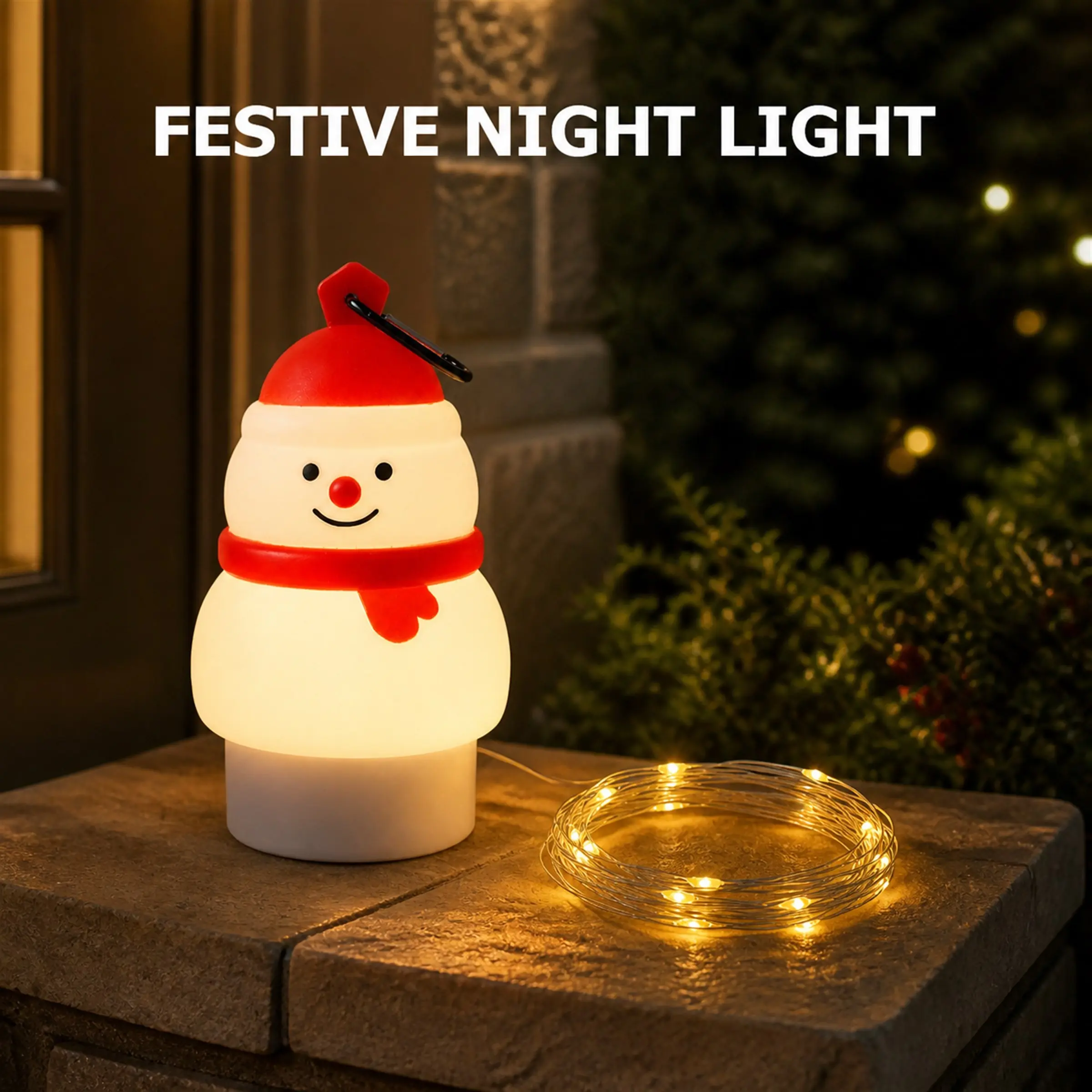 Christmas Snowman LED String Lights, Warm Colorful Light Effects, Perfect for Bedside Table Festival Winter Home Decor