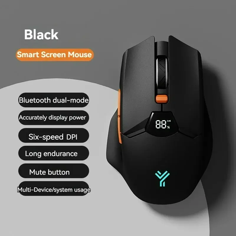 2.4g Wireless Bluetooth-compatible Mouse, Smart Screen Battery Display, Dual Mode Silent Buttons, 600mah Rechargeable Battery, Office & Gaming Mouse, Gaming Accessories