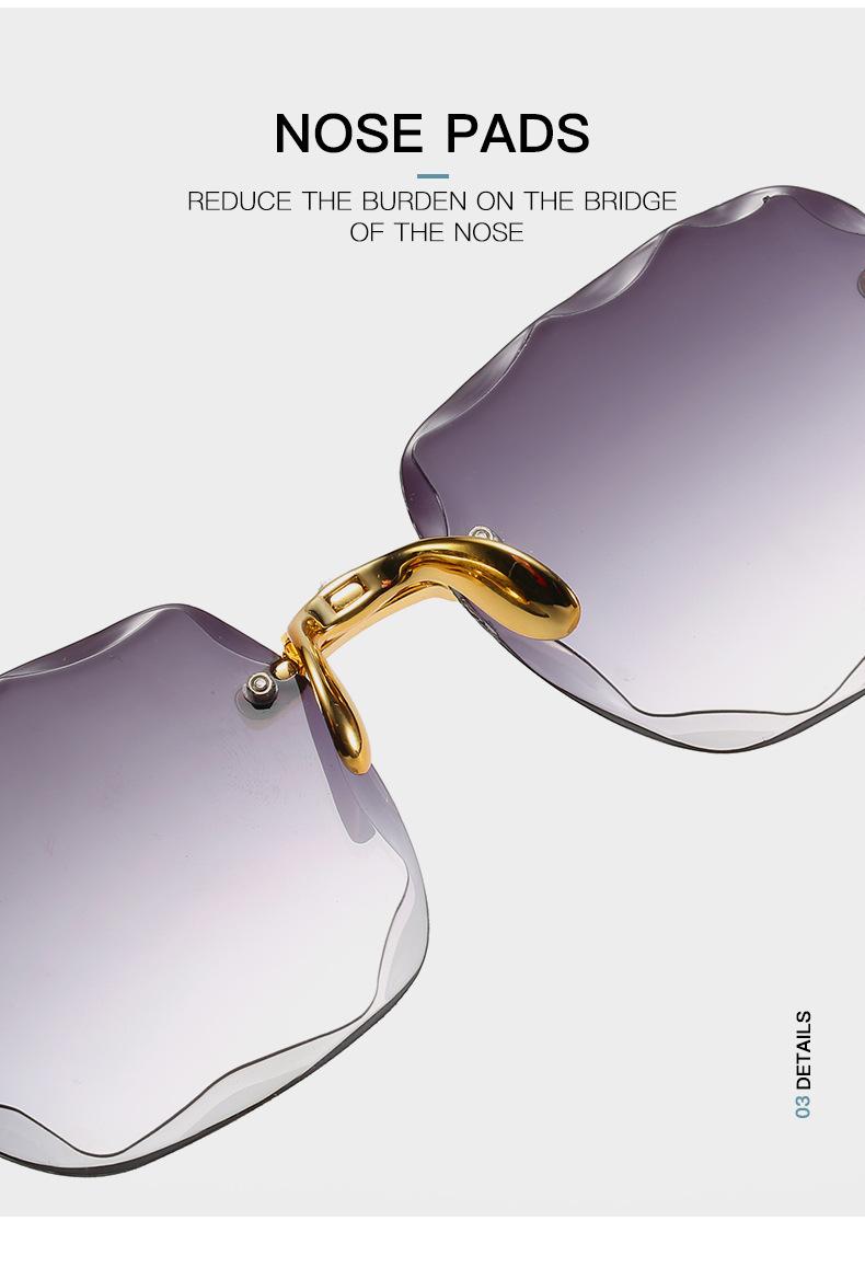 3PCS Square Rimless Sunglasses Women Luxury Brand Designer Summer Red Glasses Fashion Sun glasses For Men UV400 Shades Oculos