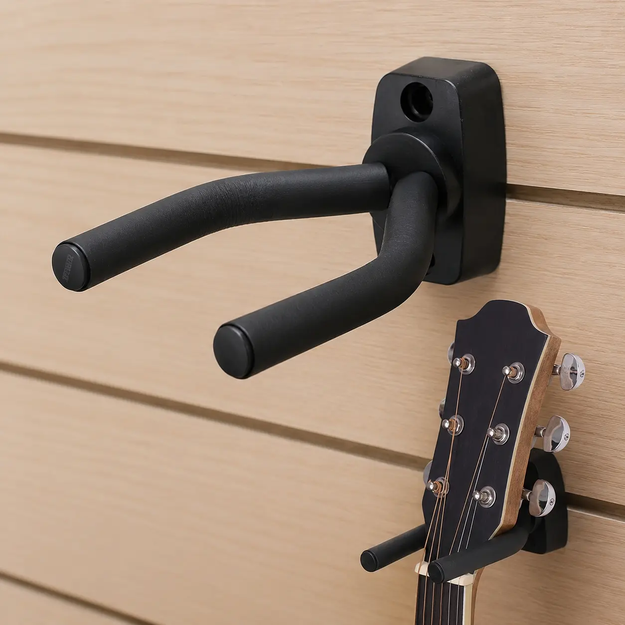 Heavy Duty Guitar Hanger Wall Mount, Anti-Slip Silicone and Dense Metal Hook for Electric/Acoustic Guitars Bass. No Drill Adhesive, Anti-Rust, Tangle-Free Design for Secure Instrument Storage.