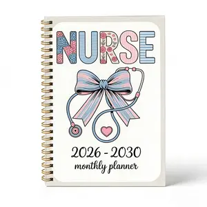 2026-2030 Monthly Planner/Calendar - January 2026 to December 2030, 5-Year Monthly Planner, with Colorful Bow and Nurse-Themed Cover Design Notebook, Annual Calendar Planning, Monthly Tabs, 60-Month Calendar, 5.5 x 8.3 inches, 71 Sheets/142 Pages Thick Pa