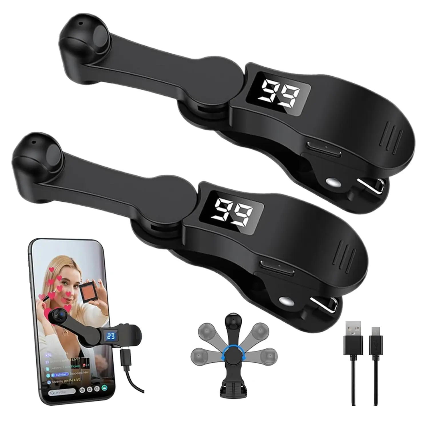 Auto Phone Screen Auto Clicker for iPhone & iPad, Portable Plug-and-Play Fast Finger Click Simulator for TikTok Live Likes, Flash Sales & Reward Tasks, Black