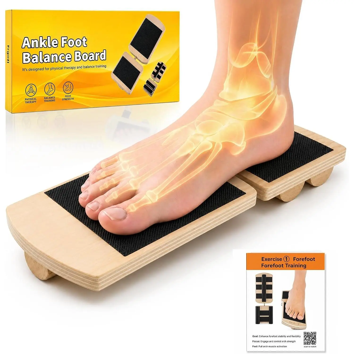Adjustable  Board for Ankle Strengthening & Stability |  for sprains & plantar fasciitis. Includes video guide for single  . Adjustable stability board.