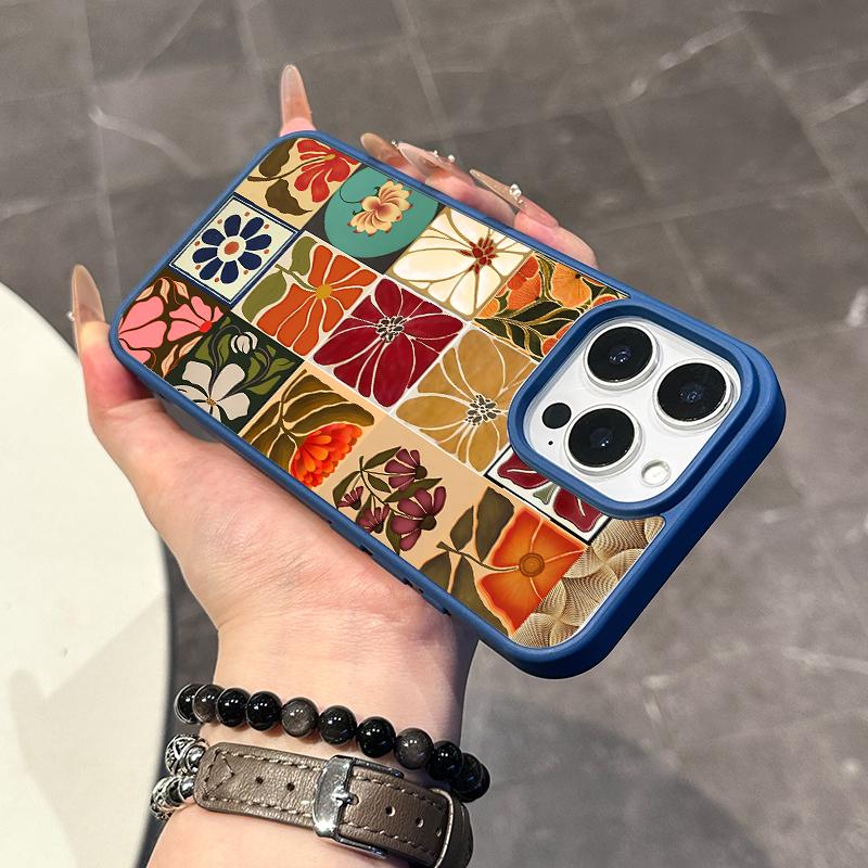 Chic Magnetic Case for iPhone11/12/13/14/15/16/17/promax Floral Tile Collage MagSafe Ready, Anti-Slip, Ultra Thin | Aesthetic Touch for Daily Use