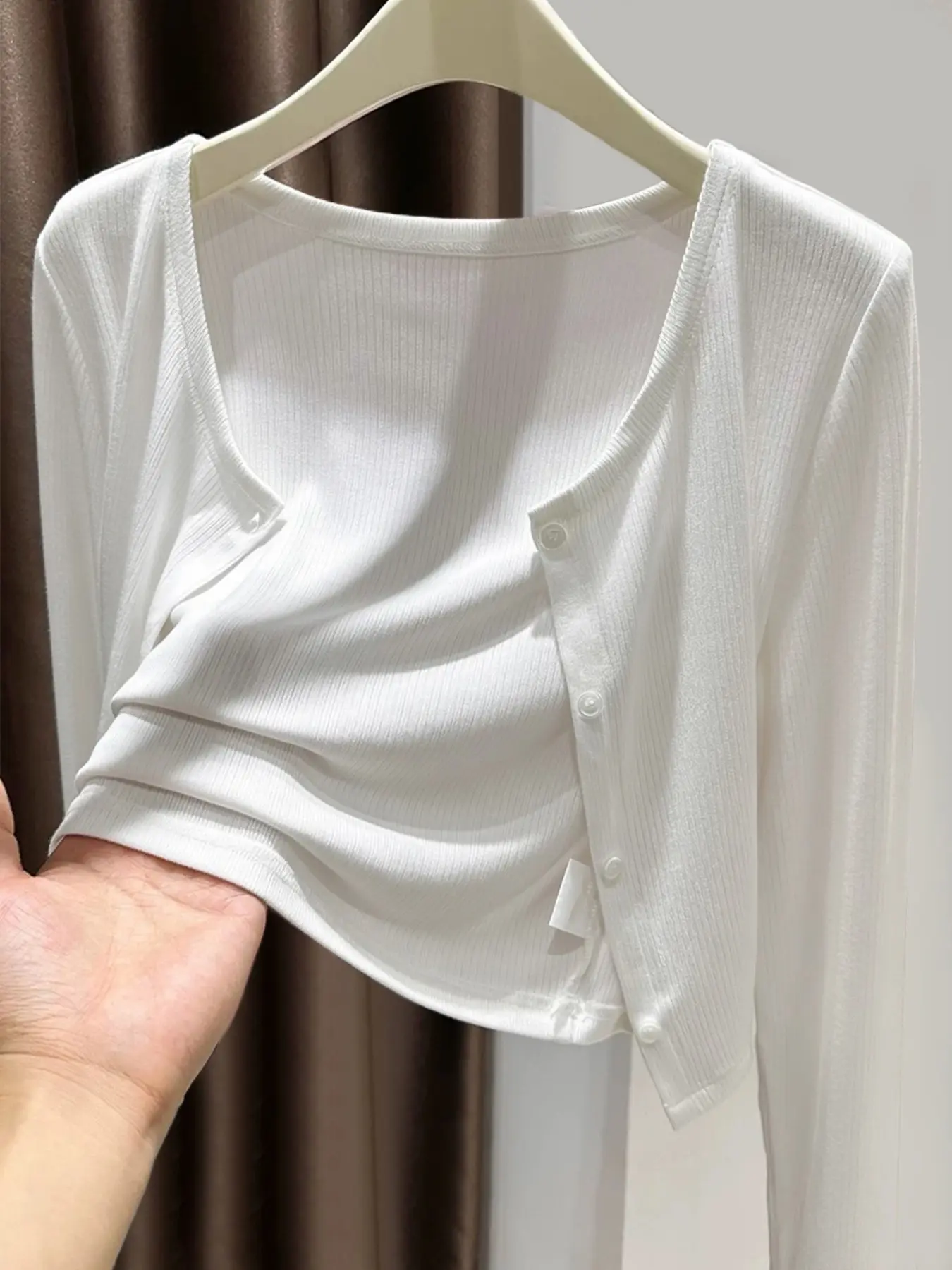 Spring Summer Lightweight Modal Knit Small Jacket Scarf Sunscreen Long Sleeve Top, Breathable & Comfortable Casual Design, Perfect for Daily Wear