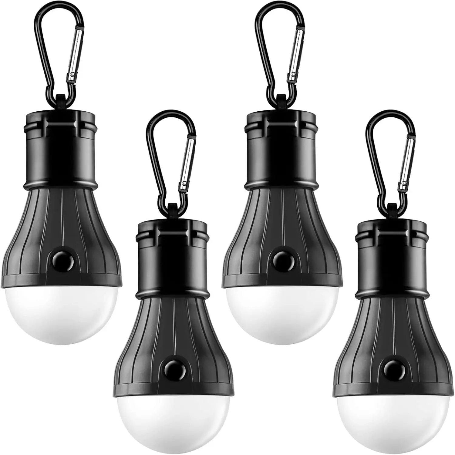 Portable LED Tent Lamp Emergency Lights with Hook, Hurricane Bulb Lantern Equipment for Camping, Hiking, Backpacking, Fishing Outage, Multicolor, 4 Pack