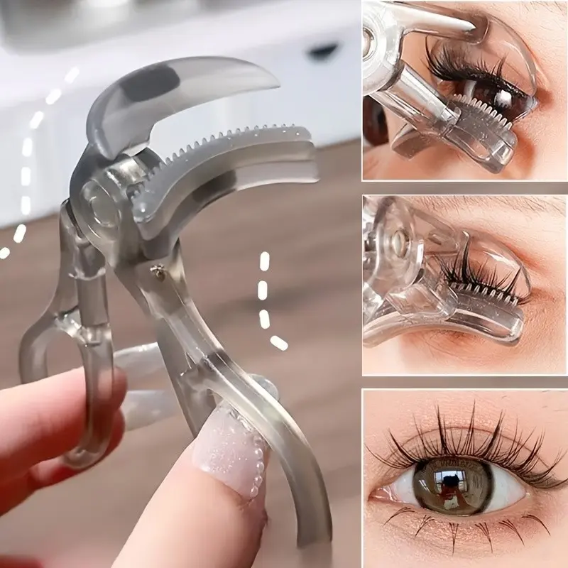 Permanent Curled Eyelashes: Natural, Easy-to-Use Eyelash and Eyebrow Curler with No Frame, Plastic Eyelash Curler, Tooth Comb Design, Wide-Angle Focus, Sunflower Pattern, Ergonomic Handles for Long-Lasting Curls.