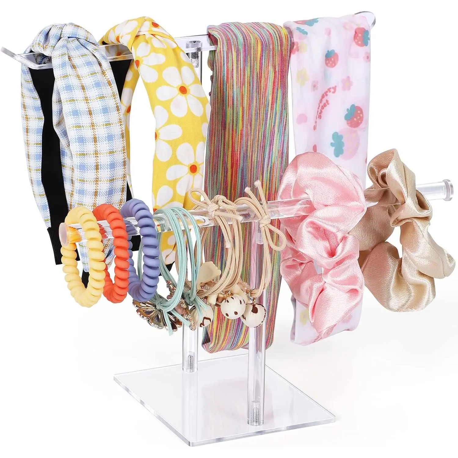 Headband Holder, Scrunchie Holder , Clear Hair Ties Stand Organizer | Headband Display Stand, Scrunchie Storage Organizers, Hair Accessories Organizer for Women and Girls