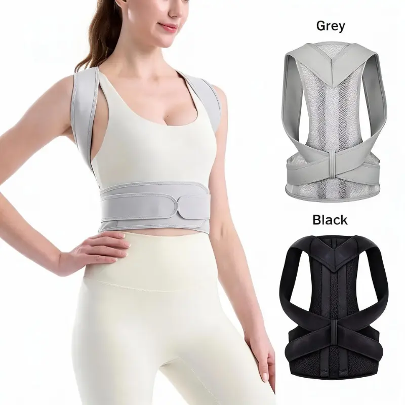Breathable Lightweight Back Support Belt for Men and Women - Sweat-Free Adjustable Upper Back Shoulder Strap, Workout Posture Corrector Training Aid Back Brace