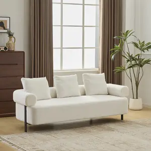 [Bellemave] 78" Modern 3-Seater Beige Upholstered Sofa, Oversized Comfy Couch with 3 Plush Pillows for Living Room, Bedroom, Apartment