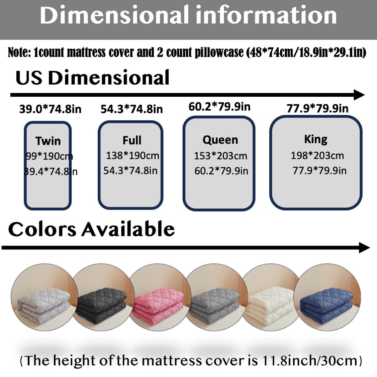 Waterproof Quilted Removable Mattress Cover, 1 Count Soft Comfortable Breathable Mattress Protector, Bedding Supplies for Bedroom, Guest Room, Apartment, School, Home, Hotel