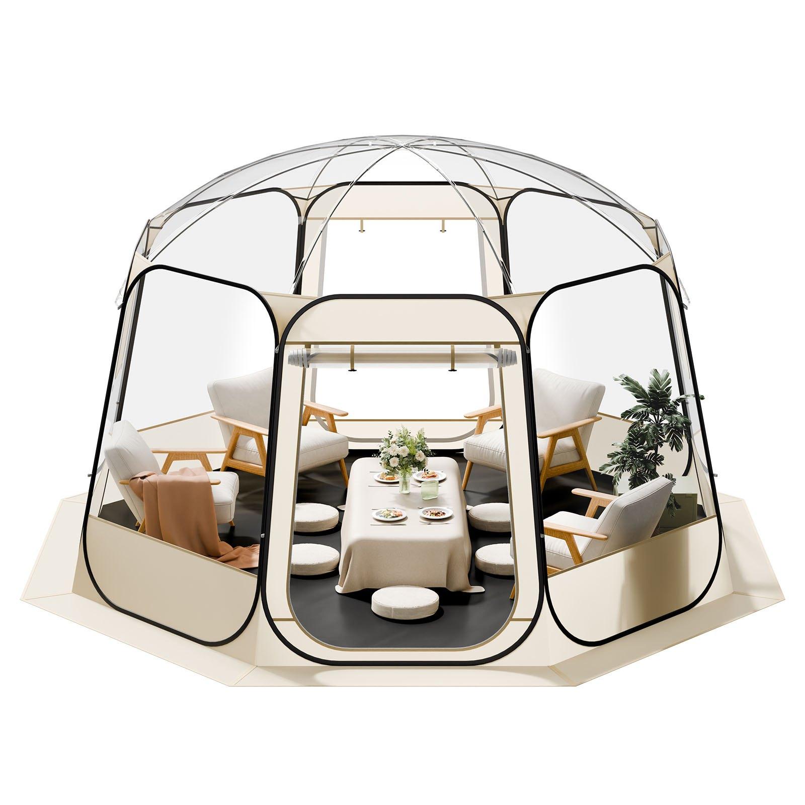 VEVOR Pop up Bubble Tent, 12 x 11.1 ft Waterproof & UV-Resistant, Clear Camping Tent Shelter, Outdoor Garden Dome Igloo Tents with Windows, 540 °   Panoramic View, for 10-12 Persons Patio Backyard