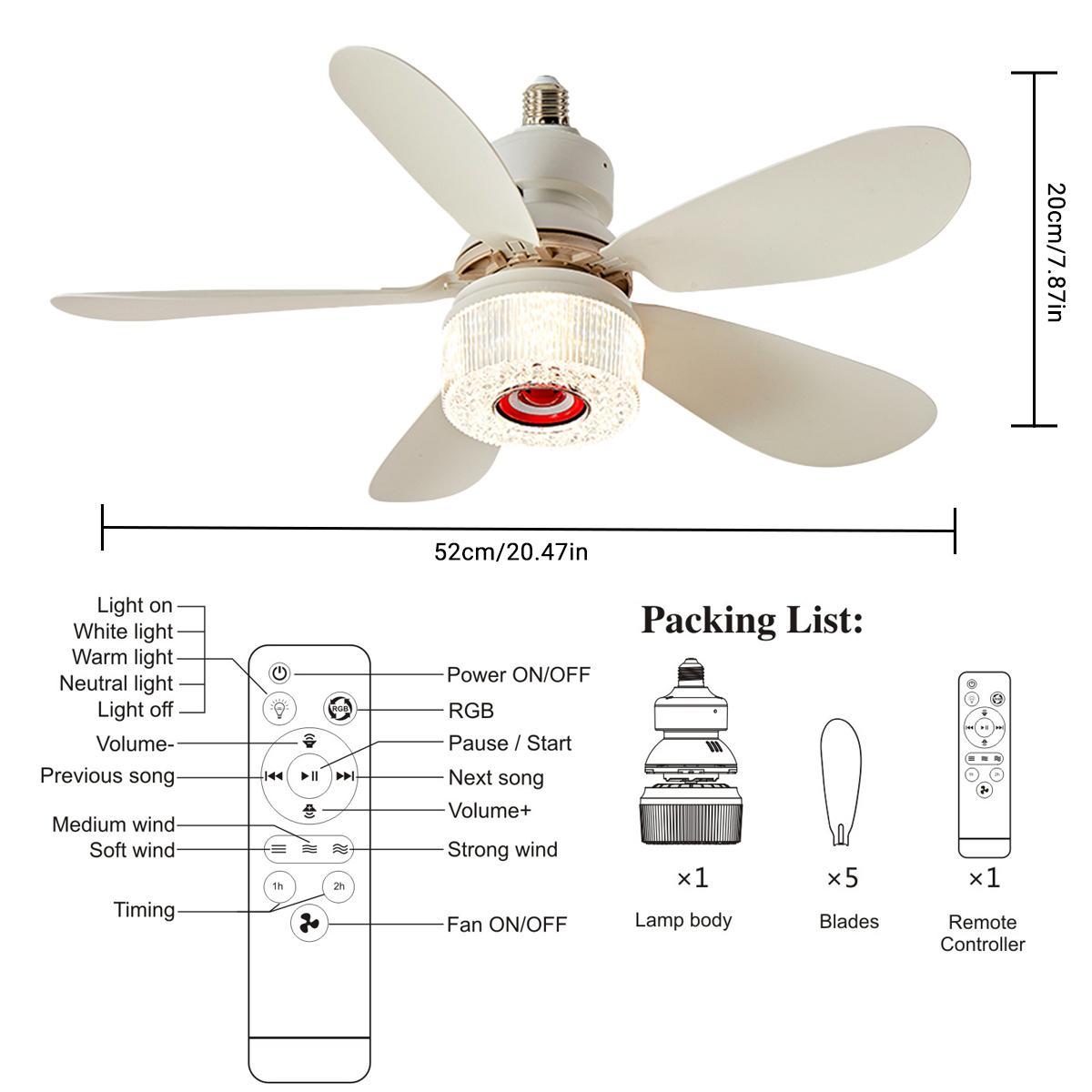 Ceiling Fan with Lights, RGB Ceiling Fan with Lights & Bluetooth Speaker - 3-Speed Reversible Motor, Edge Ambient Lights | Full-Spectrum Smart Lighting for Indoor/Outdoor