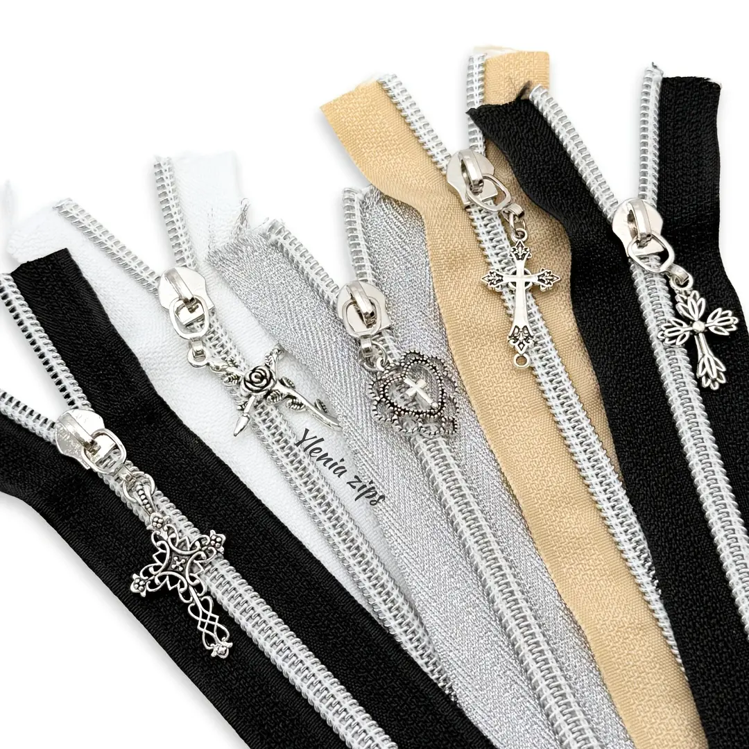5 PCS #5 Cross Zipper Pull, Cross Zipper Slider, Nylon Zipper Slider, Durable, Rustproof and Smooth, Ideal for Repair and Replacement of Backpacks, Suitcases, Clothing and Wallets