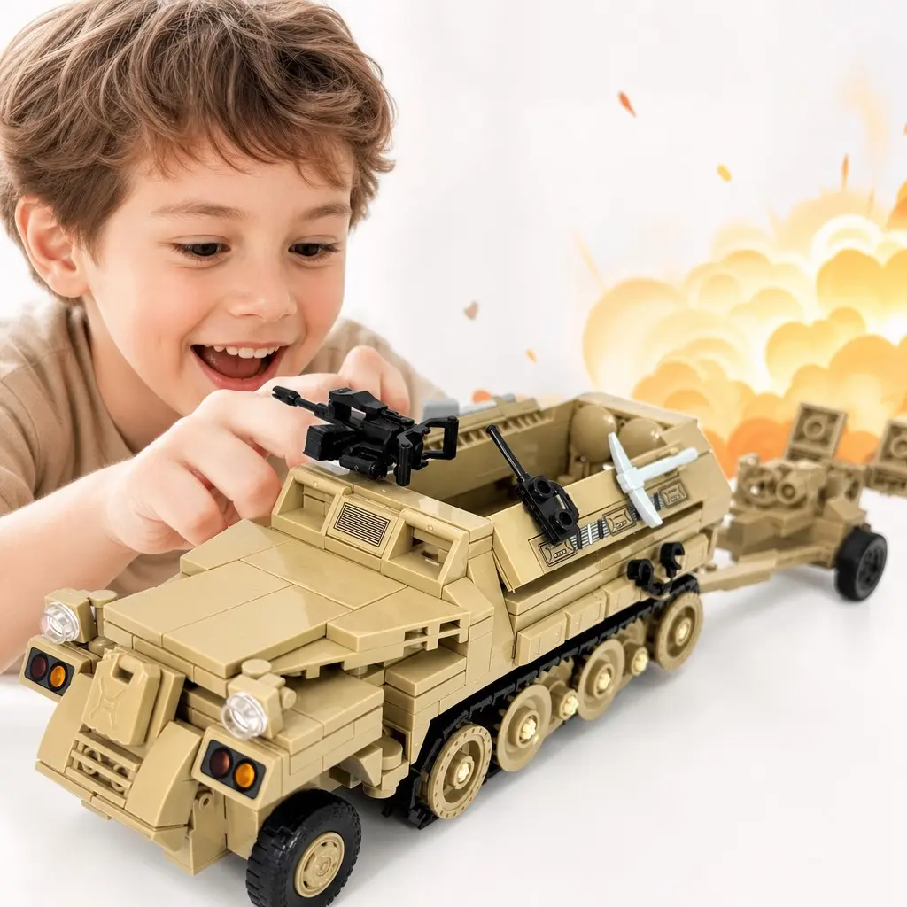 562pcs Armored Vehicle Abs Building Set, Military Series Tank Model, Toy, Classroom Prize, Christmas Halloween Gift, Block Set