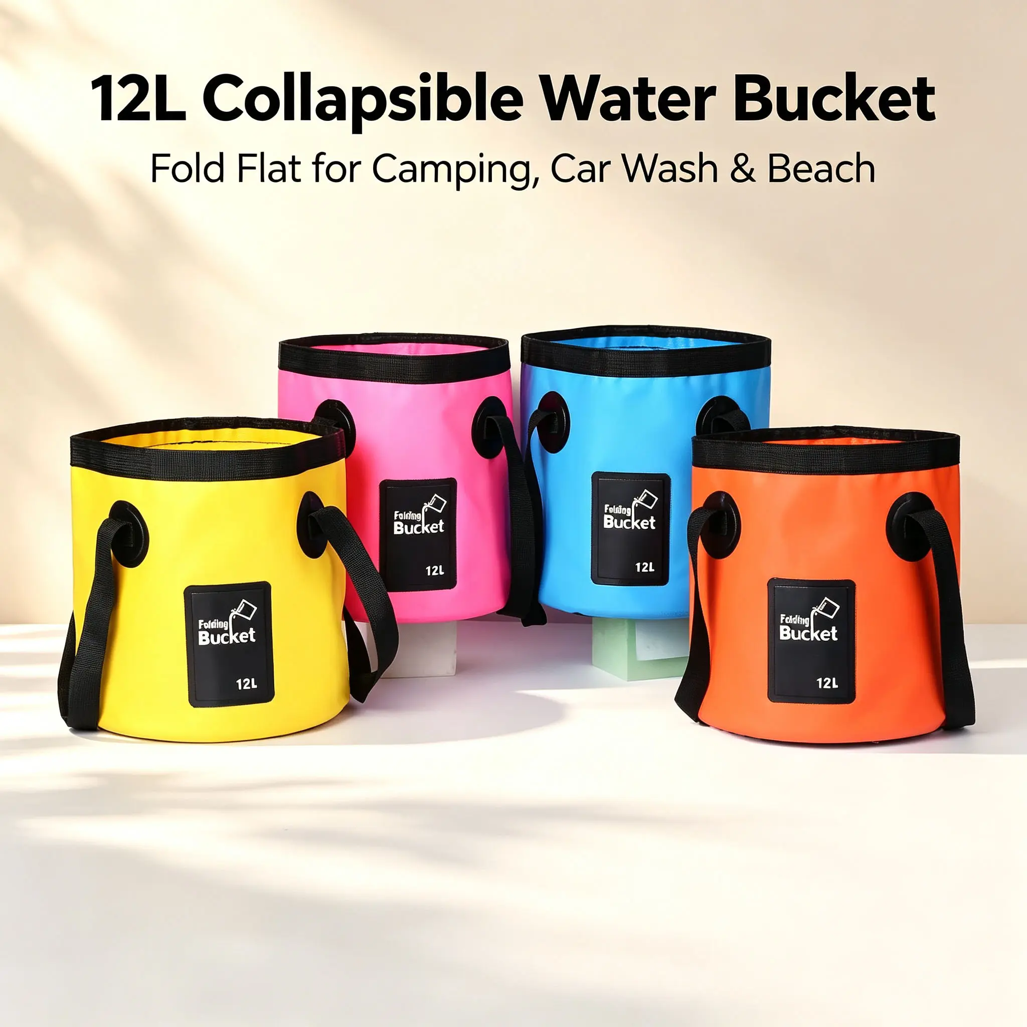 Foldable waterproof PVC bucket lightweight handheld bucket, handheld leak-proof waterproof folding bucket, suitable for camping, hiking, fishing