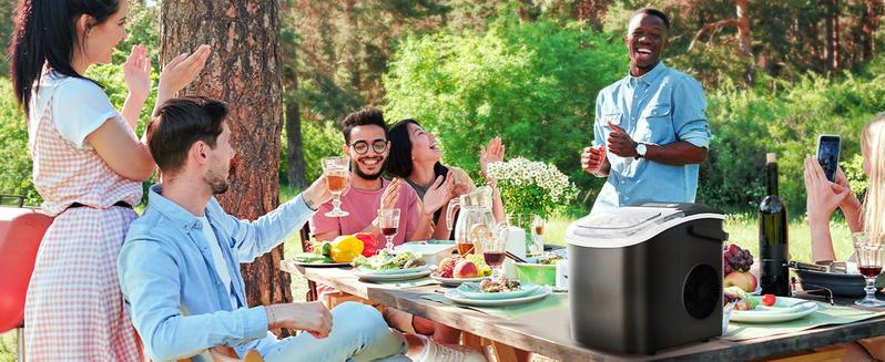 Kismile Ice Makers Countertop with Carry Handle,26Lbs/Day,9 Cubes in 6 Mins,Self-Cleaning Ice Machine for Home,Office,Kitchen (Black) Icemakermachine