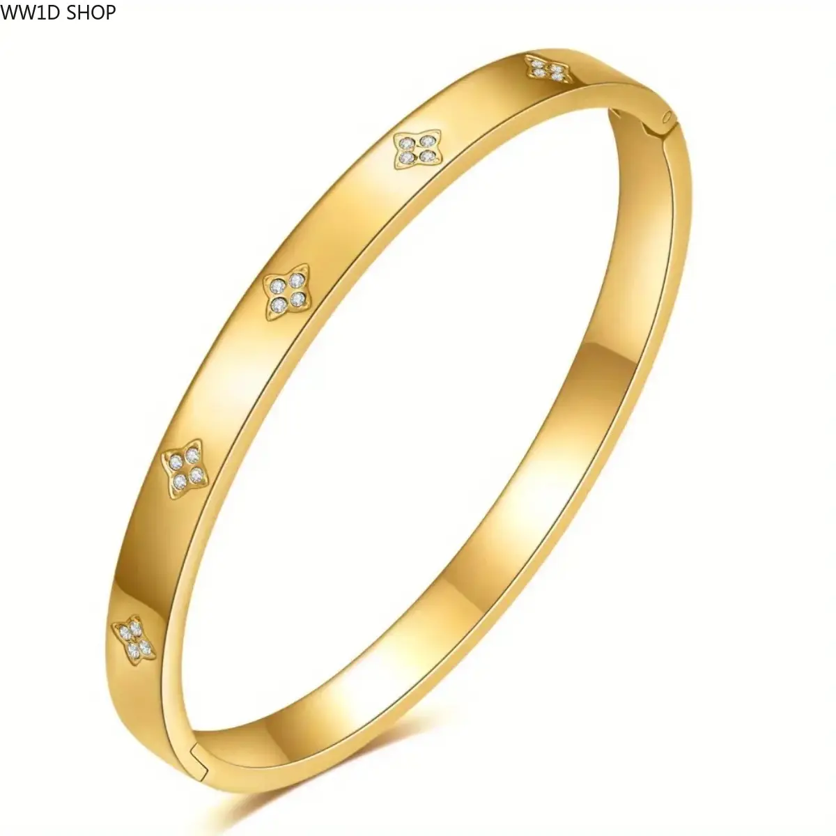 Women's High-Quality Stainless Steel Round Diamonds Bangle Bracelet - Exquisite Rhinestone Alternative Decor, Fashion Costume Jewelry Accessory, Ideal for Banquet Wearing & Gifting, Bangles
