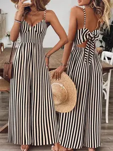 2026 New Fashion Chic Halter Sleeveless Jumpsuit, Elegant Comfortable Lace Edge Loose Linen, High-End Versatile Lazy Style Long Jumpsuit, Suitable for Commute and Outing